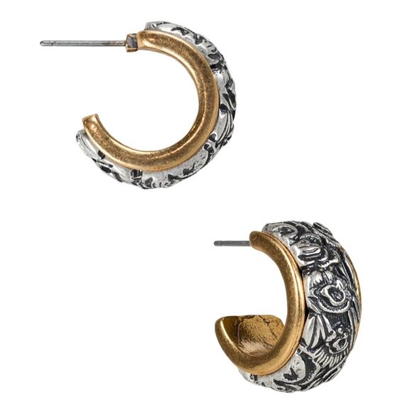 Patricia Nash Jewelry - Patricia Nash - Two Tone Tooled Hoop Earrings